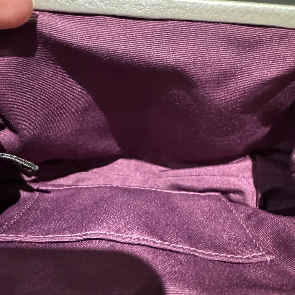 Coach Vintage Kisslock Frame Magenta Hot Pink Satin Silver - Picture 8 of 9
